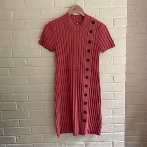 Free People Coral Ribbed ButtonFront Sweater Dress